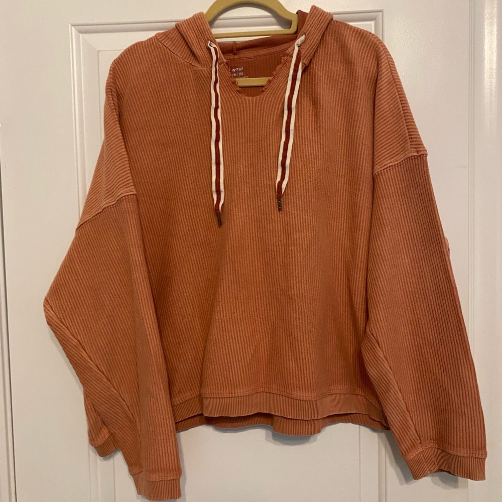 Aerie Rust Cropped Hooded Sweatshirt Size XXL